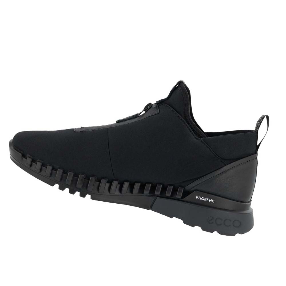 Men's Ecco Zipflex Slip On Gtx Sneakers Black | Canada 675FDN